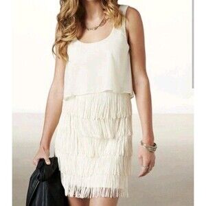 American Eagle Outfitters Fringe Dress Women's Size 4 Beige